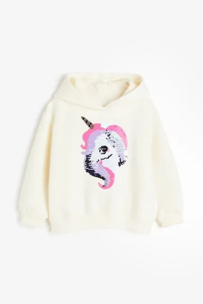 Kız Çocuk Kapüşonlu Pullu Sweatshirt