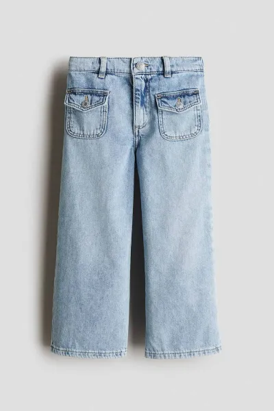 Kız Çocuk Loose Fit Wide Leg Denim Pantolon