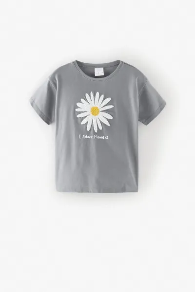 Kız Çocuk Papatyalı T-Shirt