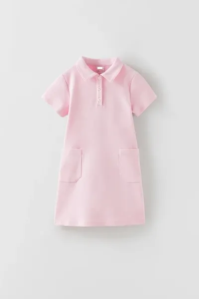 Kız Çocuk Pembe Yakalı Elbise
