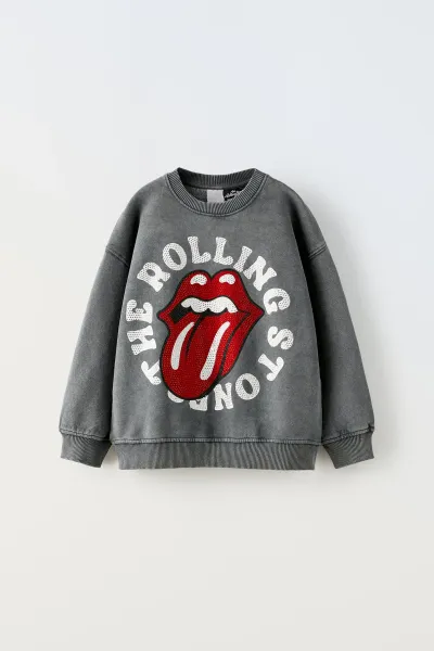 Kız Çocuk Taşlı Baskılı Sweatshirt
