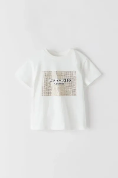 Kız Çocuk Taşlı Baskılı T-Shirt