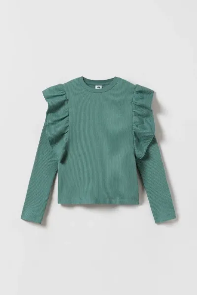 Kız Çocuk Yeşil Fitilli T-Shirt