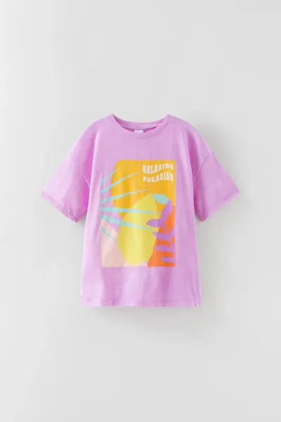 Kız Çocuk Yıkamalı T-Shirt