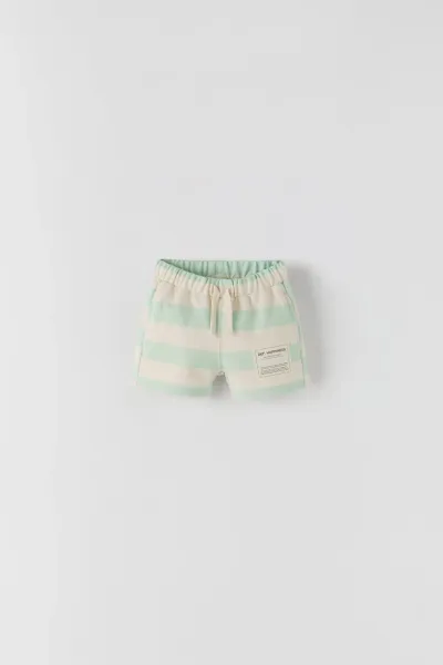 Unisex Bebek Çizgili Şort