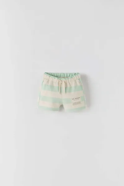 Unisex Bebek Çizgili Şort