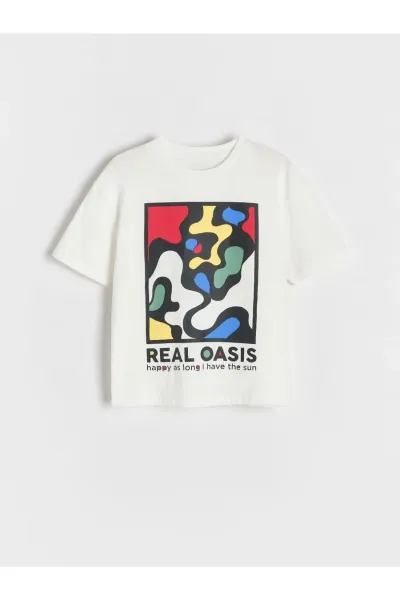 Unisex Çocuk Baskılı Oversize T-Shirt