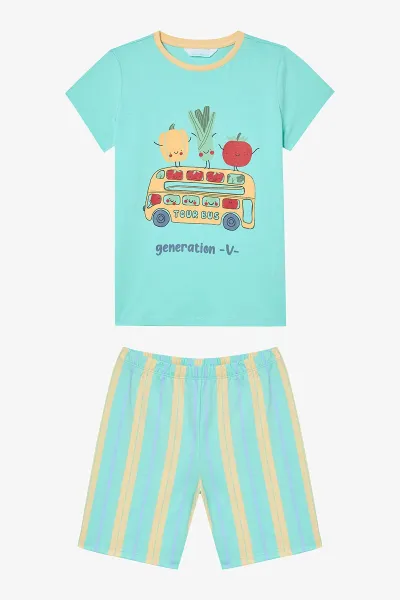 Unisex Çocuk Baskılı Pijama Takımı