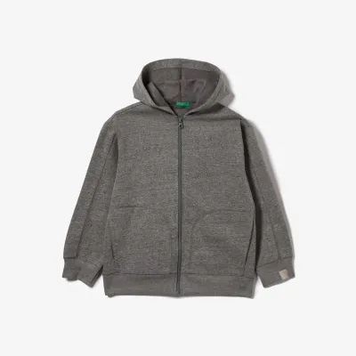 Unisex Çocuk Fermuarlı Kapüşonlu Hırka