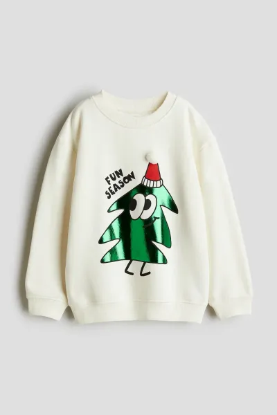 Unisex Çocuk Yılbaşı Temalı Baskılı Sweatshirt