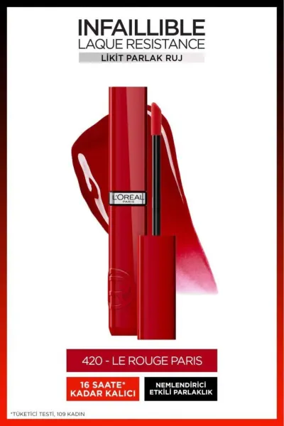 L'Oréal Paris Infaillible Laque Resistance Likit Parlak Ruj - 420 Rouge Paris