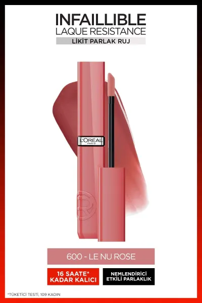 L'Oréal Paris Infaillible Laque Resistance Liquid Glossy Lipstick - 600 Le Nu Rose