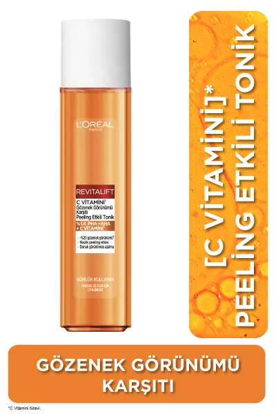 L'Oréal Paris Revitalift C Vitamini Gözenek Görünümü Karşıtı Peeling Etkili Tonik 180ML