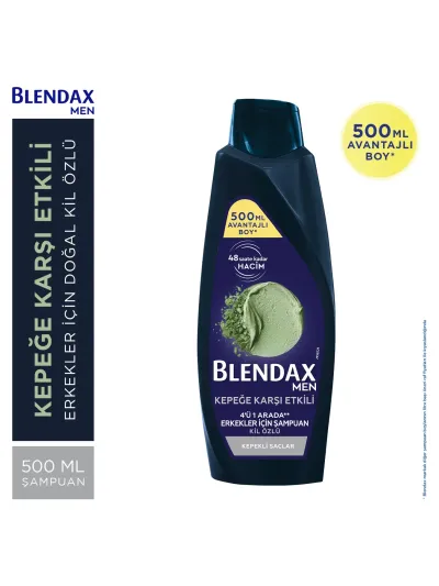 Blendax Erkekler İçin Kepeğe Karşı Etkili Kil Özlü Şampuan 500 ml Kepekli Saçlar İçin