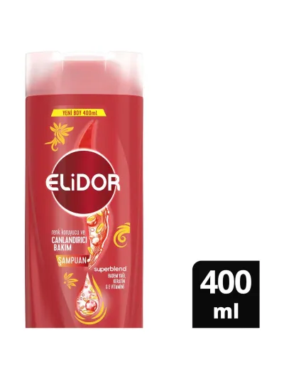 Elidor Superblend Saç Bakım Şampuanı Renk Koruyucu ve Canlandırıcı Bakım Badem Yağı Keratin E Vitamini 400 ml