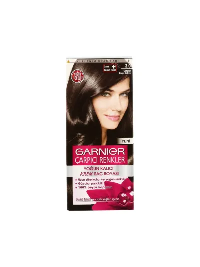 Garnier Amonyaksız Saç Boyası - Çarpıcı Kahve Rengi, Kalıcı Krem Formül, 3.0 Beyaz Kapatma, Besleyici Meyve Yağları İçeren Kompleks
