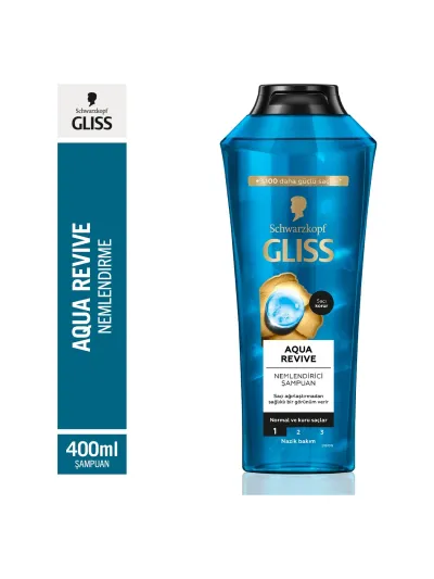 Gliss Aqua Revive Hyalüron & Deniz Yosunu Özlü Nemlendirici Şampuan 400 ml Normal ve Kuru Saçlar