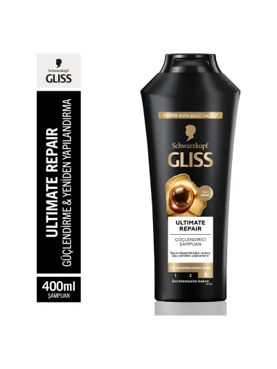 Gliss Ultimate Repair Keratin içeren Derinlemesine Güçlendirici Şampuan 400 ml Yıpranmış Kuru Saçlar