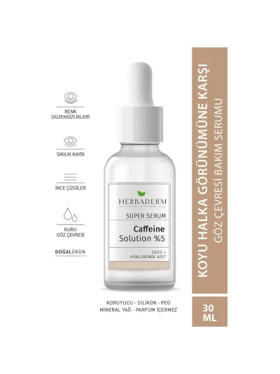 Herbaderm Göz Altı Morluklarına Karşı Aydınlatıcı Caffein Solutions%5 Göz Çevresi Serumu