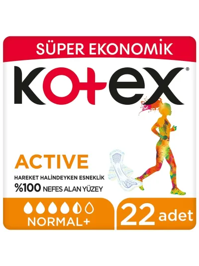 Kotex Active Normal Hijyenik Ped 22'li Ultra İnce Rahatlık ve Sızıntı Önleyici Teknoloji