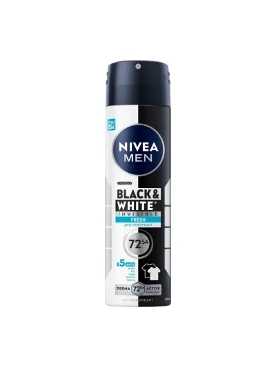 Nivea Men Erkek Sprey Deodorant Deodorant Black&white Invisible Fresh 150 Ml,72 Saat Anti-Perspiran
