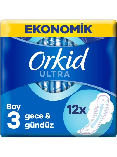 Orkid Ultra Extra Gece 12 Adet Ekonomik Paket Hijyenik Ped