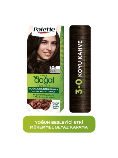 Palette Doğal Renkler 3-0 Koyu Kahve Saç Boyası Kakao Yağı & Yulaf Çekirdeği Özü İle