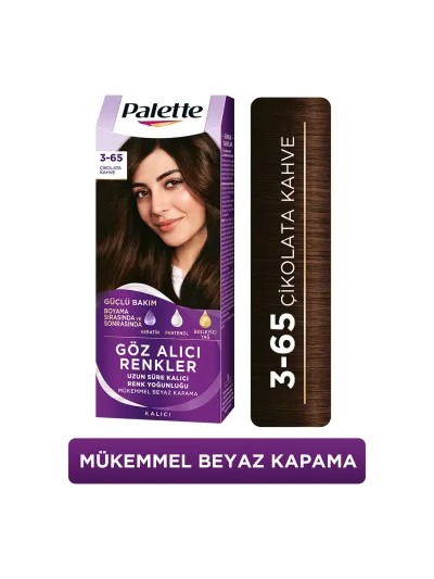 Palette Göz Alıcı Renkler 3-65 Çikolata Kahve Pentanol & Besleyici Yağ İçeren Saç Boyası 115 ml
