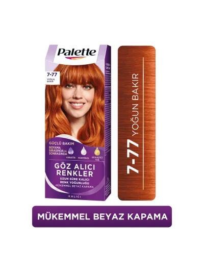 Palette Göz Alıcı Renkler 7-77 Yoğun Bakır Pentanol & Besleyici Yağ İçeren Saç Boyası 115 ml