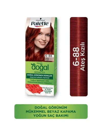 Palette Kalıcı Doğal Renkler 6-88 Ateş Kızılı Goji Berry Özü Saç Boyası