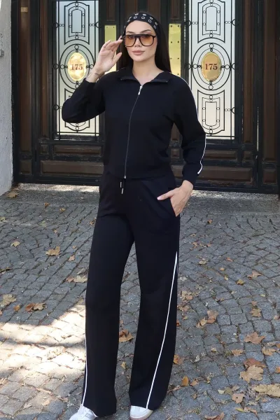 Oysho Kumaş Fermuarlı Biyeli Takım Siyah