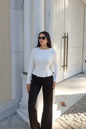 Dalgıç Kumaş Volanlı Bluz Beyaz 3