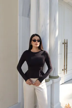 Dalgıç Kumaş Volanlı Bluz Siyah 3