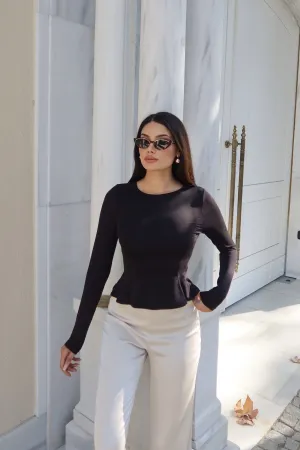 Dalgıç Kumaş Volanlı Bluz Siyah 4