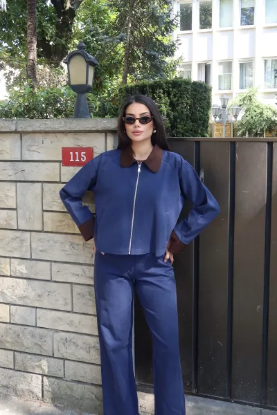 Gabardin Kumaş Pantolon Lacivert