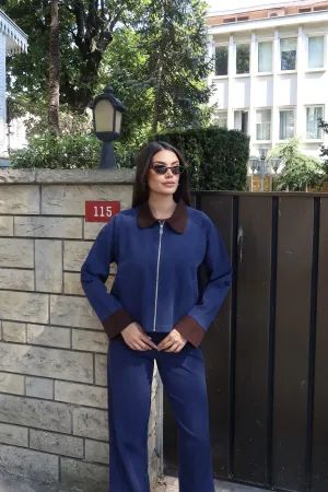 Gabardin Kumaş Pantolon Lacivert 4