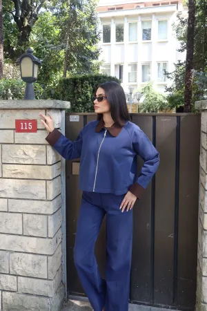 Gabardin Kumaş Pantolon Lacivert 6