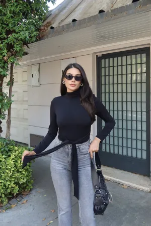 Sandy Kumaş Vatkalı Bağlamalı Bluz Siyah Siyah 1