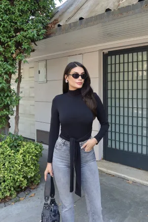 Sandy Kumaş Vatkalı Bağlamalı Bluz Siyah Siyah 3