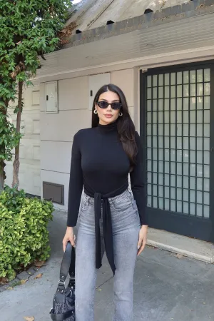 Sandy Kumaş Vatkalı Bağlamalı Bluz Siyah Siyah 4