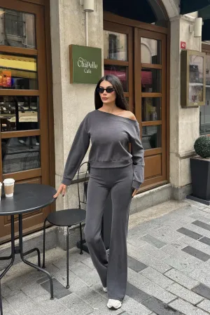 Modal Oysho Düşük Omuz İkili Takım Antrasit Antrasit 3