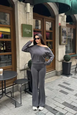Modal Oysho Düşük Omuz İkili Takım Antrasit Antrasit 4