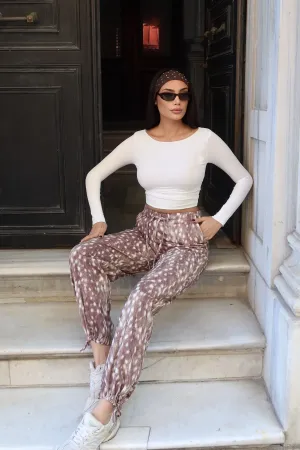 Gabardin Kumaş Desenli Pantolon Ceylan Desenli 5
