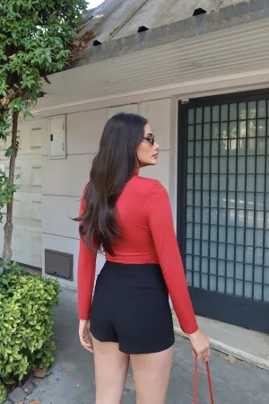 Sandy Kumaş Vatkalı Bağlamalı Bluz Kırmızı Kırmızı 7