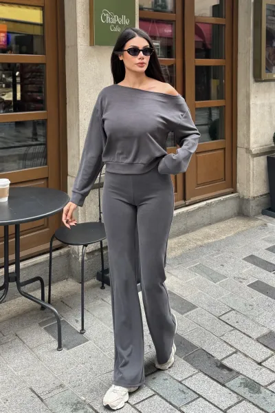 Modal Oysho Düşük Omuz İkili Takım Antrasit