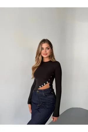 Dalgıç Kumaş Çıtçıtlı Crop 2