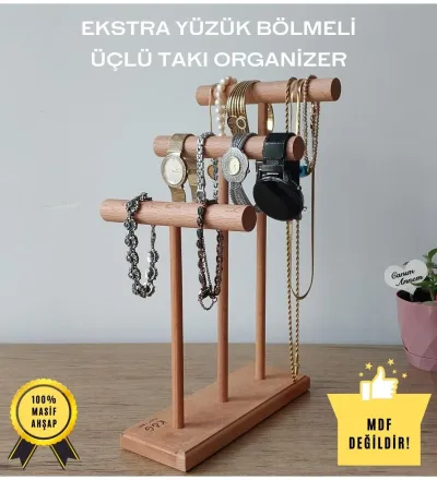 Takı Organizer Ahşap Takı Askısı 30 Cm Takı Standı Yüzük Kolye Askısı Takı ve Aksesuar Düzenleyici