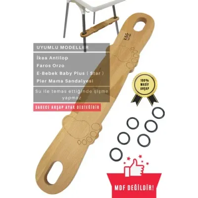 K&G Foot Rest Ahşap Mama Sandalyesi Ayak Koyma Desteği, Ikea Antilop, E Bebek Baby Plus (Star) Faros Orzo