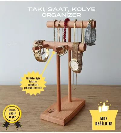 Takı Organizer Ahşap Takı Askısı 25 Cm Takı Standı Yüzük Kolye Askısı Takı Ve Aksesuar Düzenleyici