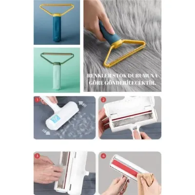 K&G Foot Rest Hazneli Kedi Köpek Tüy Temizleyici Kıl Toz Toplayıcı + Elbise Tiftik Tüy Toplayıcı Kazak Halı Kumaş